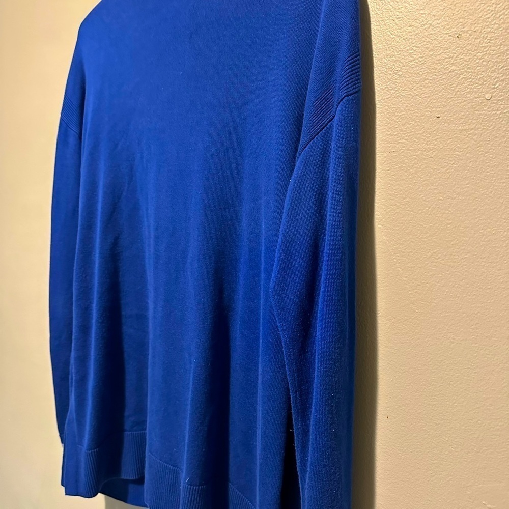 Talbots Blue V-Neck Cardigan button down sweater Petite Large cotton blend - Picture 10 of 10